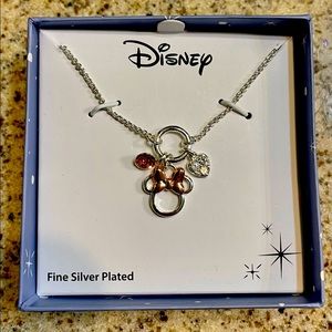Brass plated Minnie Mouse crystal charms 16  inch with addl 2 inch necklace.